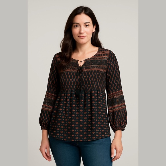 Lascana Tops - Lascana Buffalo Blouse Size Small Long Sleeve Boho Paisley Print Peasant Shirt